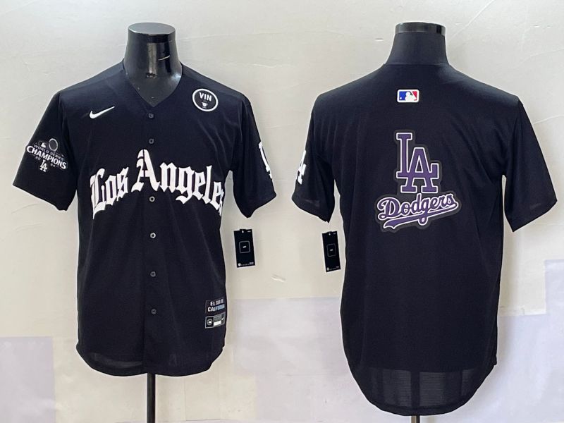 Men Los Angeles Dodgers Blank Black Five generations Joint Name 2025 Nike MLB Jersey style 74->los angeles dodgers->MLB Jersey